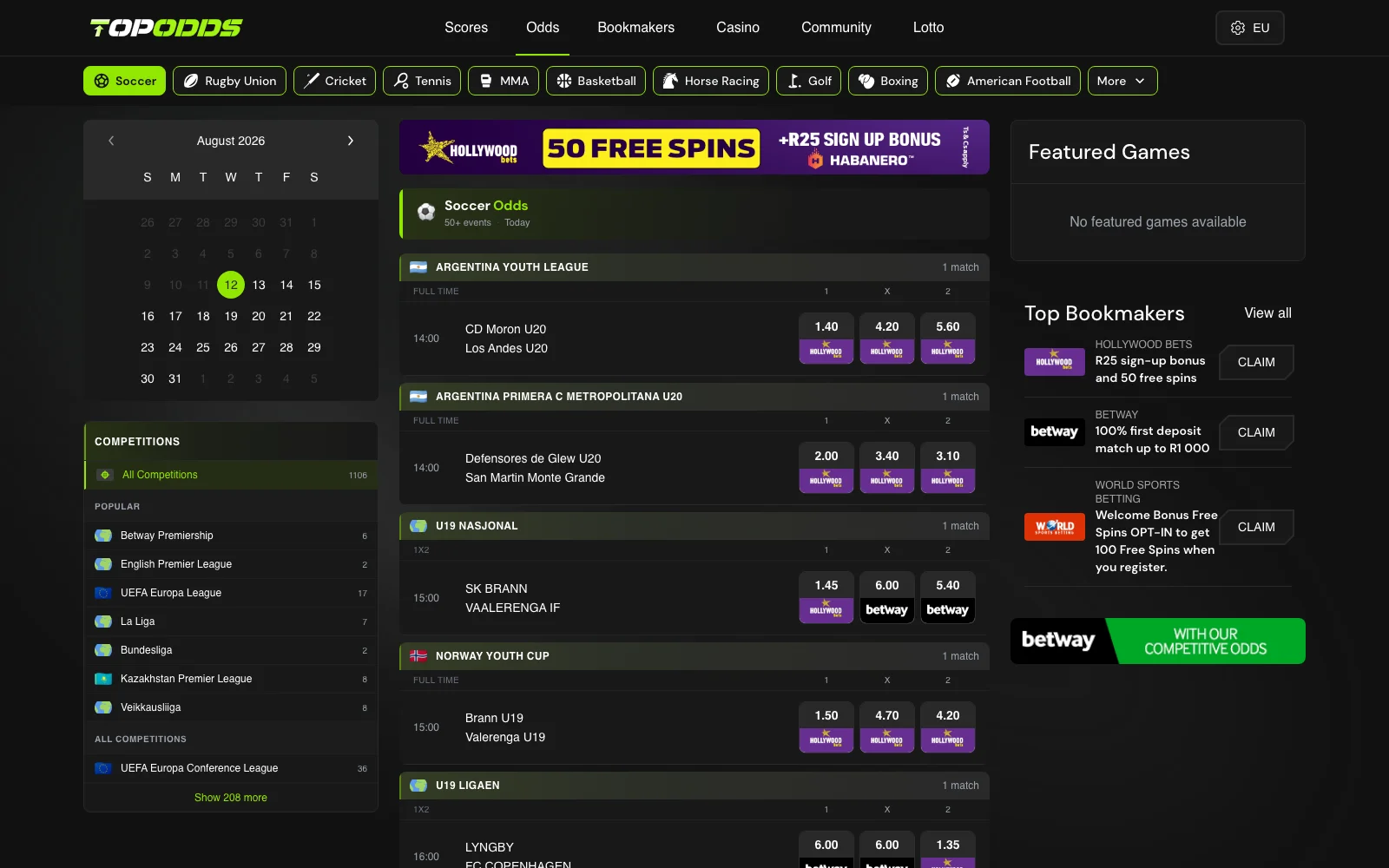 TopOdds interface